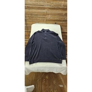 Bob Timberlake  Mens 2XL Quarter Zip  Navy Blue Waffle Knit Sweater Mock Neck